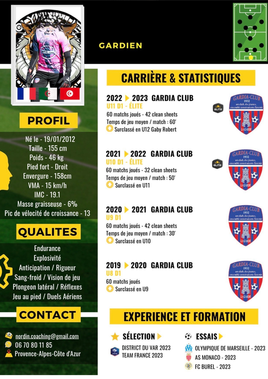 CV Sportif Football 100 % Sur Mesure – Candidature Clubs & Recruteurs