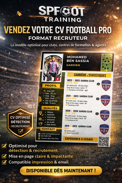 CV Sportif Football 100 % Sur Mesure – Candidature Clubs & Recruteurs